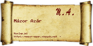 Mázor Azár névjegykártya